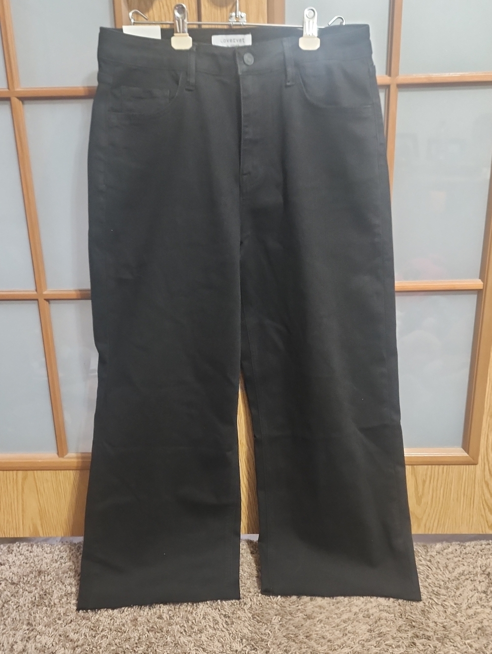 Lovervet By Vervet High Rise Wide Legs Black Womens Raw Hem Size 13 Jeans